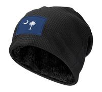 DUWAA Bonnet de ski doublé en polaire pour homme et femme - Motif drapeau de la Caroline du Sud, Noir , Taille unique