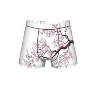 DUWAA Boxer imprimé arbre cerisier pour homme coupe ample extensible avec pochette souple soutien testicule sous-vêtements S-4XL, Noir , XL