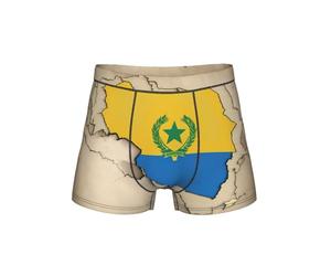 DUWAA Boxer imprimé carte drapeau du Rwanda pour homme coupe ample extensible avec pochette souple soutien testicule sous-vêtements S-4XL, Noir , S