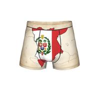 DUWAA Boxer imprimé drapeau du Pérou 03 pour homme, coupe ample, extensible, avec pochette de soutien des testicules doux, sous-vêtements S-4XL, Noir , M