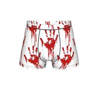 DUWAA Boxer imprimé empreintes de mains sanglantes pour homme, coupe ample, extensible, slip avec pochette souple pour testicules, sous-vêtements S-4XL, Noir , S