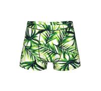 DUWAA Boxer imprimé feuilles vertes de palmier pour homme, coupe ample, slip extensible pour homme avec pochette de soutien doux pour testicules sous-vêtements S-4XL, Noir , M