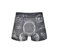 DUWAA Boxer imprimé galaxie planètes et astronautes pour homme, coupe ample, extensible, avec pochette de soutien des testicules doux, sous-vêtements S à 4XL, Noir , M