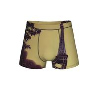 DUWAA Boxer imprimé Tour Eiffel Paris pour homme Coupe ample Extensible Slip avec pochette souple Soutien des testicules Sous-vêtements S-4XL, Noir , XXL