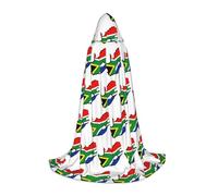 DUWAA Cape à capuche avec drapeau de l'Afrique du Sud - Imprimé carte d'Halloween - Costume médiéval - Pour homme et femme - Renaissance