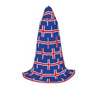 DUWAA Cape à capuche avec drapeau de l'Islande - Style médiéval - Pour fête de Noël, cosplay, bal masqué