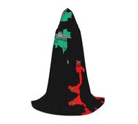 DUWAA Cape à capuche avec imprimé carte de l'Italie, villes marquées pour Halloween, costume médiéval pour femmes et hommes, cape à capuche Renaissance