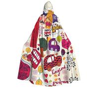 DUWAA Cape à capuche avec imprimé journal scolaire en anglais pour homme et femme, cape à capuche unisexe pour Halloween, sorcière, vampire