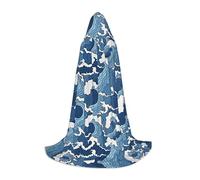 DUWAA Cape à capuche avec imprimé mer orageuse pour Halloween, costume médiéval pour femmes et hommes, cape à capuche Renaissance