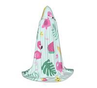 DUWAA Cape à capuche flamant rose avec imprimé fruits glacés pour Halloween, style médiéval pour fête de Noël, cosplay, déguisements