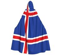 DUWAA Cape à capuche imprimée drapeau de l'Islande pour Halloween, cosplay, cape magicien, corbeau