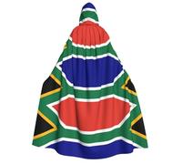 DUWAA Cape à capuche pour homme avec motif drapeau de l'Afrique du Sud - Costume d'Halloween - Cape médiévale de magicien