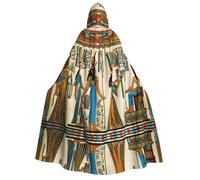 DUWAA Cape à capuche unisexe avec imprimé de l'Égypte antique pour femme - Cape médiévale de magicien - Cape Renaissance pour Halloween et cosplay