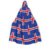 DUWAA Cape avec capuche imprimée drapeau de l'Islande - Unisexe - Cape médiévale de magicien - Cape Renaissance - Costume d'Halloween et cosplay