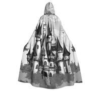 DUWAA Cape de carnaval gothique avec impression de conte de fées Castle04 - Cape de carnaval unisexe pour adulte - Pour Halloween, sorcière, vampire, magicien, cosplay