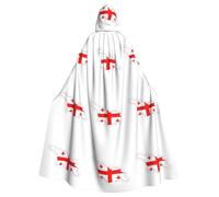 DUWAA Cape de carnaval imprimée carte de la Géorgie - 150 cm - Cape à capuche unisexe pour adulte - Pour Halloween, sorcière, vampire, magicien, cosplay