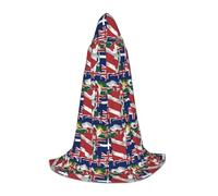 DUWAA Cape médiévale à capuche avec drapeau des îles Turques et Caïques Map03 - Cape de magicien avec capuche - Cape Renaissance pour Halloween, cosplay