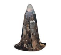 DUWAA Cape médiévale de New York avec capuche - Imprimé ville de New York - Cape Renaissance - Costume d'Halloween - Accessoire de cosplay