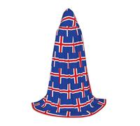 DUWAA Cape médiévale imprimée drapeau de l'Islande avec capuche - Cape Renaissance pour Halloween, cosplay