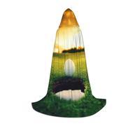 DUWAA Cape médiévale imprimée parcours de golf avec capuche pour Halloween, cosplay