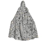 DUWAA Cape médiévale unisexe avec capuche imprimé journal hd, cape de magicien, cape de renaissance, costume d'Halloween, cosplay