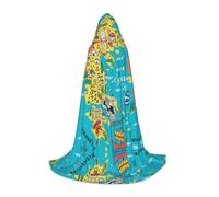 DUWAA Carte de la Grèce avec imprimé de la mer Égée - Costume d'Halloween médiéval - Cape à capuche pour femme et homme - Cape à capuche Renaissance