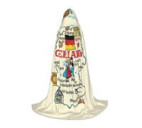 DUWAA Carte de l'Allemagne avec symbole culturel imprimé, costume d'Halloween, cape médiévale pour femmes et hommes, cape à capuche Renaissance