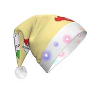 DUWAA Carte régionale de l'Italie avec impression couleur chapeau de Noël, bonnet de Père Noël lumineux avec bande lumineuse LED colorée pour adultes