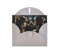 DUWAA Cartes de vœux avec impression squelette de danse pour clients et clients employés adultes 10,2 x 15,2 cm