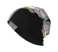 DUWAA Cartoon Elephant Print Adult Men's Knit Hat Toboggan Hat Unisex Warm Winter Beanie Hat for Outdoor Activities Black