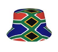 DUWAA Chapeau bob imprimé drapeau sud-africain pour homme et femme, chapeau d'été, chapeau de soleil, chapeau de soleil léger, noir