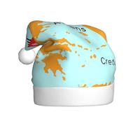DUWAA Chapeau de fête de Noël en peluche douce avec imprimé carte de la Grèce, chapeau de vacances, Gorros De Navidad Adultos, pour le Nouvel An