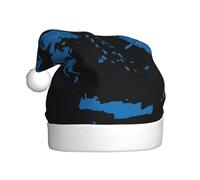 DUWAA Chapeau de fête de Noël en peluche douce avec motif imprimé carte de la Grèce, chapeau de vacances, Gorros De Navidad Adultos, pour Nouvel An