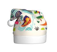 DUWAA Chapeau de fête de Noël en peluche douce imprimé sur le thème de l'Australie, chapeau de vacances, Gorros De Navidad Adultos, pour le Nouvel An