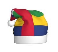 DUWAA Chapeau de Noël avec imprimé drapeau d'Afrique centrale, chapeau de Père Noël amusant en peluche pour adulte, couvre-chef fantaisie pour fête du Nouvel An
