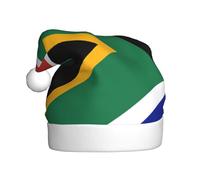 DUWAA Chapeau de Noël avec imprimé drapeau de l'Afrique du Sud, chapeau de Père Noël amusant en peluche pour adulte, couvre-chef fantaisie pour fête du Nouvel An