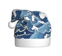 DUWAA Chapeau de Noël en peluche pour adulte avec imprimé mer orageuse