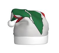 DUWAA Chapeau de Noël imprimé drapeau de l'État de Palestine Map02, chapeau de Père Noël amusant en peluche pour adulte, couvre-chef fantaisie pour fête du Nouvel An