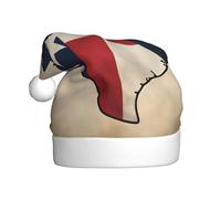 DUWAA Chapeau de Noël imprimé drapeau de l'État du Texas Map02, chapeau de Père Noël amusant en peluche pour adulte, couvre-chef fantaisie pour fête du Nouvel An