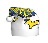 DUWAA Chapeau de Noël imprimé drapeau de l'Ukraine 01, chapeau de Père Noël amusant en peluche pour adulte, couvre-chef fantaisie pour fête du Nouvel An