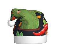 DUWAA Chapeau de Noël motif cactus et piment pour adulte, chapeau de Père Noël unisexe, chapeau de Noël confortable pour fête du Nouvel An