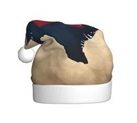 DUWAA Chapeau de Noël unisexe avec drapeau du Texas avec une étoile imprimée pour adulte, chapeau de Père Noël unisexe, chapeau de Noël confortable pour fête du Nouvel An