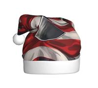 DUWAA Chapeau de Noël unisexe avec drapeau rouge pour adulte, chapeau de Père Noël unisexe, chapeau de Noël confortable pour fête du Nouvel An
