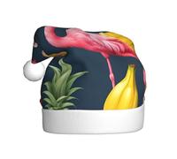 DUWAA Chapeau de Noël unisexe avec imprimé ananas, banane, flamant rose pour adulte, chapeau de Noël confortable pour fête du Nouvel An