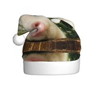 DUWAA Chapeau de Noël unisexe avec imprimé cochon de viol pour adulte, chapeau de Père Noël confortable pour fête du Nouvel An