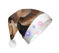 DUWAA Chapeau de Père Noël amusant pour kangourou imprimé zoo avec couleur clignotante, chapeau de Noël doux à LED pour adultes