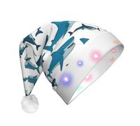 DUWAA Chapeau de Père Noël en peluche à motif de requin avec différents gestes imprimés, chapeaux de Noël amusants pour adultes, accessoires de fête de Nouvel An