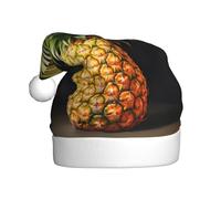 DUWAA Chapeau de Père Noël en peluche douce imprimé ananas pour adulte, chapeau de fête de Noël avec pompon, pour Noël, Nouvel An, fête festive