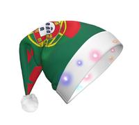 DUWAA Chapeau de Père Noël en peluche imprimé drapeau du Portugal, chapeaux de Noël amusants pour adultes, accessoires de fête de Nouvel An