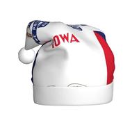 DUWAA Chapeau de Père Noël imprimé drapeau de l'État de l'Iowa pour adultes, chapeau de fête de Noël amusant, pour fête du Nouvel An